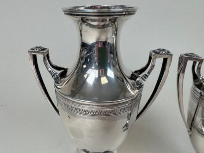 Paire de vases ovoïdes sur piédouches en...