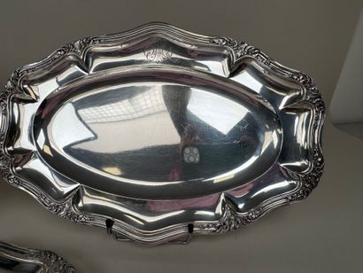 Trois plats en argent 950/1000, poinçon Minerve,...