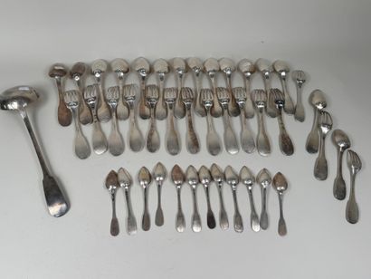 Partie de ménagère en argent modèle uniplat,...