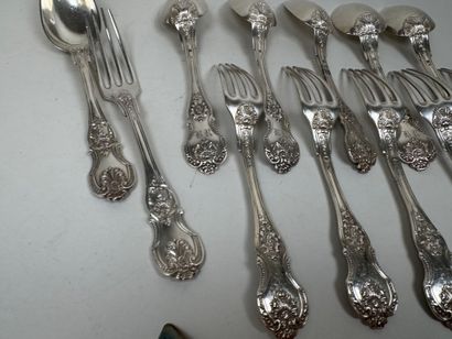 Série de 6 couverts de table et 6 petites...
