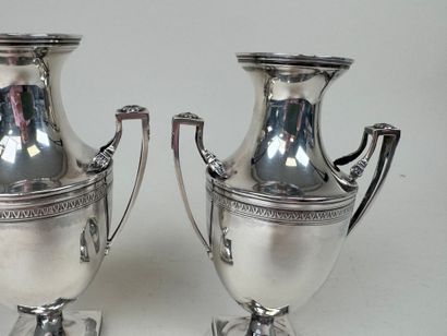 Paire de vases ovoïdes sur piédouches en...