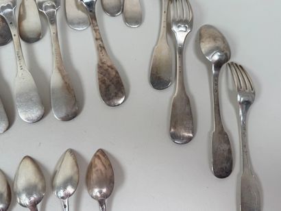 Partie de ménagère en argent modèle uniplat,...