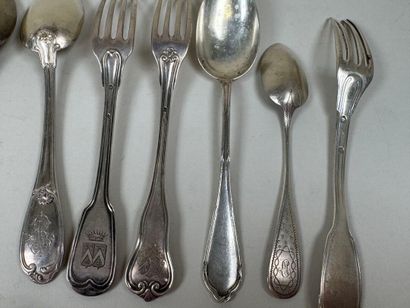 Important lot de couverts en argent 950/1000...