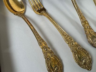 Partie de ménagère en vermeil 950/1000, poinçon...