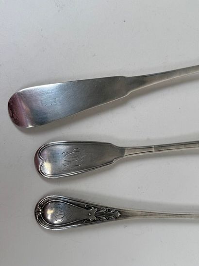 Trois louches en argent 950/1000, modèle...