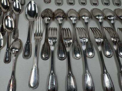 Ménagère en argent modèle à petits godrons,...