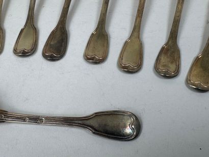 Série de 12 petites cuillères en argent doré...