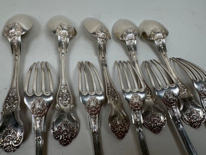 Série de 6 couverts de table et 6 petites...