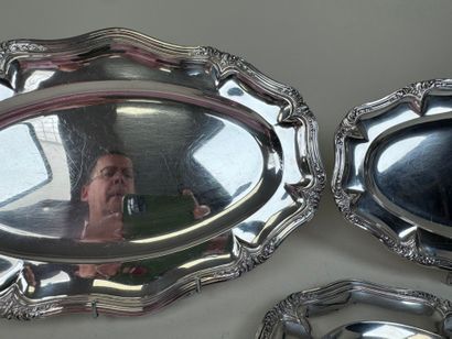 Trois plats en argent 950/1000, poinçon Minerve,...