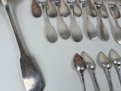 Partie de ménagère en argent modèle uniplat,...