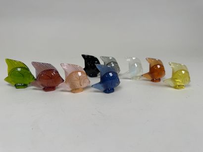 LALIQUE, France.
Collection de 9 poissons...