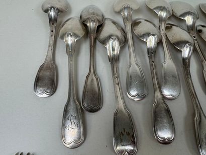 Ensemble de couverts en argent dépareillé,...