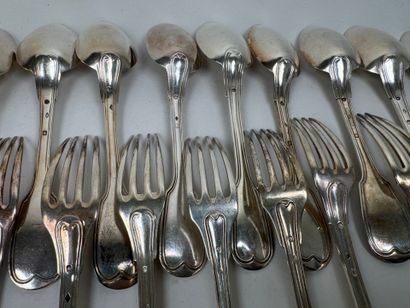 14 couverts en argent 950/1000, poinçons...