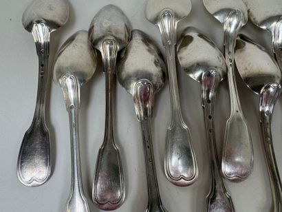 Ensemble de couverts en argent dépareillé,...