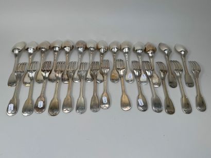 14 couverts en argent 950/1000, poinçons...