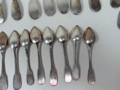 Partie de ménagère en argent modèle uniplat,...