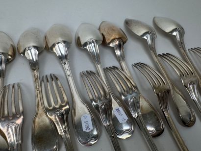 14 couverts en argent 950/1000, poinçons...