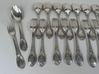 Ensemble de 11 fourchettes et 10 cuillères...
