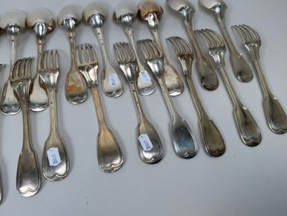 14 couverts en argent 950/1000, poinçons...