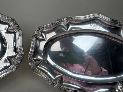 Trois plats en argent 950/1000, poinçon Minerve,...