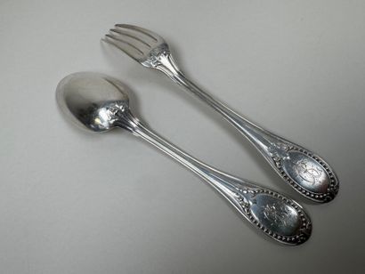 Couvert de baptême en argent 950/1000 modèle...