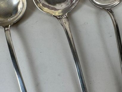 Trois louches en argent 950/1000, modèle...