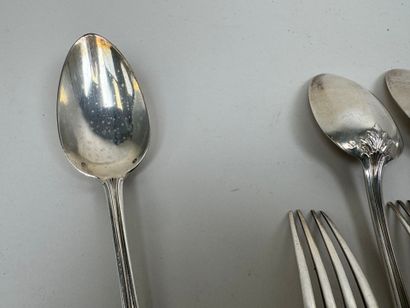 Série de 6 couverts en argent 950/1000, poinçon...