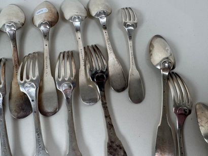 Partie de ménagère en argent modèle uniplat,...