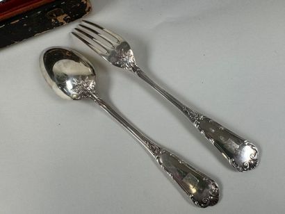 Partie de ménagère en argent 950/1000e comprenant...