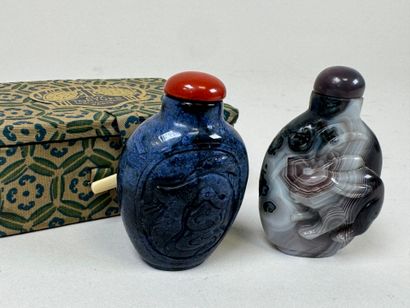 ASIA, 20th century.
Two carved hardstone...
