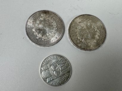 Two 50 franc Hercules silver coins. 
One...
