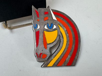 Silver-plated and enameled paperweight featuring...