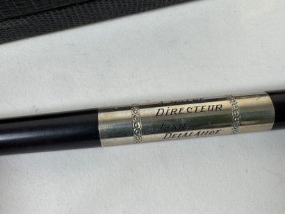Ebony and silver-plated metal conductor's...