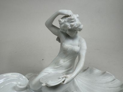 KARL ENS.
Naiad with mirror. 
Partially glazed...