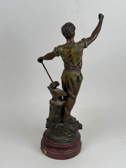 Le Travail. 
Large patinated bronze subject...