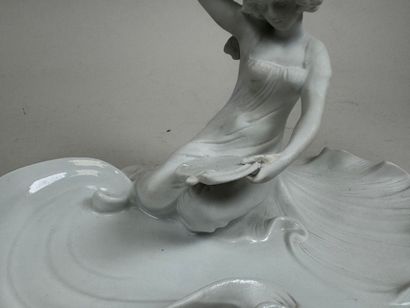KARL ENS.
Naiad with mirror. 
Partially glazed...