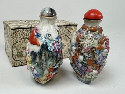 ASIA, 20th century.
Two polychrome porcelain...