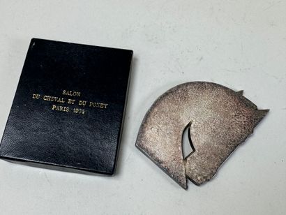Silver-plated and enameled paperweight featuring...