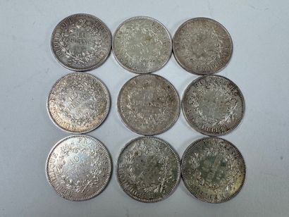 Set of 9 silver coins 10 Francs Hercule.
Weight...