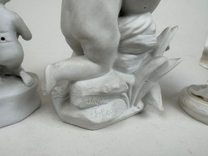 After FALCONNET. 
Angelot with amphora. 
Porcelain...