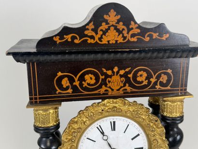 Portico clock in blackened wood, the base...