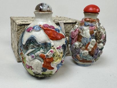 ASIA, 20th century.
Two polychrome porcelain...