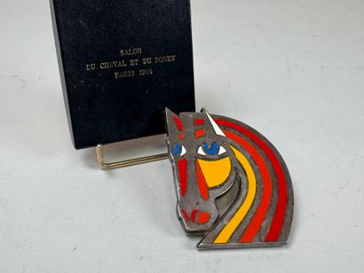 Silver-plated and enameled paperweight featuring...