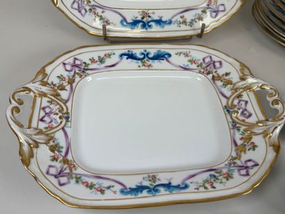 Part of a dessert service in painted porcelain...