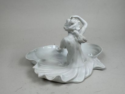 KARL ENS.
Naiad with mirror. 
Partially glazed...