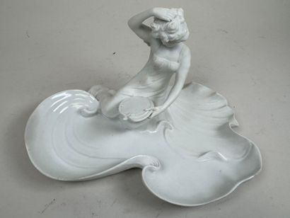 KARL ENS.
Naiad with mirror. 
Partially glazed...