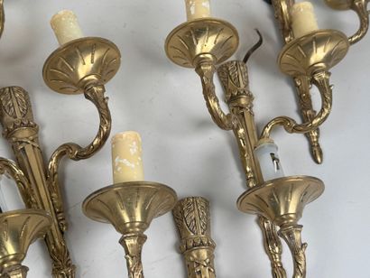 6 ormolu and chased sconces with two-light...