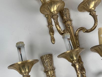 6 ormolu and chased sconces with two-light...