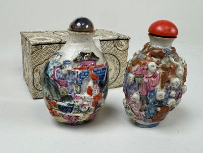 ASIA, 20th century.
Two polychrome porcelain...