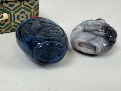 ASIA, 20th century.
Two carved hardstone...